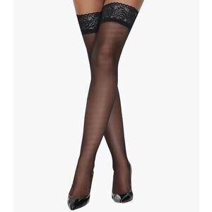 Lidogirl Lace Top Thigh High Stockings One Size, 40-D black